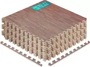 Sorbus Wood Grain Interlocking EVA Foam Floor Tiles, 96 Sq. Ft. (24 Pcs) – Soft