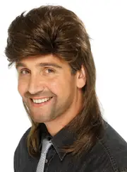 Classic Brown Mullet Mens 80s Costume Wig