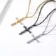 Jpqueen 菱格滿鑽十字架歐美中性鈦鋼長項鍊(3色可選)