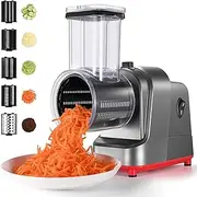 Electric Cheese Grater, 250W Professional Electric Slicer Shredder, Electric Salad Machine for Fruits, Vegetables, Cheeses, Salad Maker with 5 Free Attachments