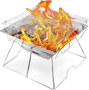 Folding Campfire Grill, Stainless Steel Grate,Portable Camping Grill With Legs For Outdoor Picnics