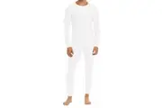 2pcs Set Holeproof Aircel Thermal Men White Long Sleeve Top T-Shirt & Johns Pants Base Layer