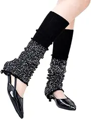 [MINGSEECESS] Women Knitted Shiny Sequin Leg Warmer Socks