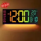 16” LED Digital Wall Clock Alarm RGB Display Temp Date Timer Night Light Remote