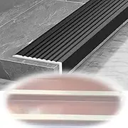 Stair Steps Edge Trim Aluminum L-Shaped Stair Nosing 36" 48" Stair Trim, Anti-Slip Stair Edge Protector 3in Wide, for Outdoor Indoor Staircase(Black,L 40in/3.3ft/100CM)