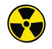 NUCLEAR RADIATION SYMBOL IRON-ON PATCH WARNING ZOMBIE DANGER EMBROIDERED BIKER