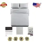 Soft and Warm 4PC Flannel Bed Sheets Set - California King, Grey Check Print