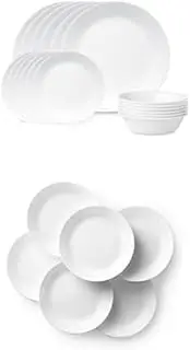 Winter Frost White Dinnerware Set, 18 piece with Corelle Livingware Dinner Plates 6 piece set 26cm bundle