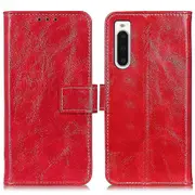 For Sony Xperia 10 V Stand PU Leather Phone Case Wallet Retro Crazy Horse Texture Cellphone Cover