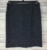 Ann Taylor LOFT Blue Elastic Waist Boucle Stretch Pull On Pencil Skirt M NWT