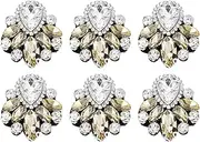 uxcell 6Pcs Handmade Beaded Patches, Glass Crystal Rhinestone Appliques Vintage Sew on Beaded Patch for Clothing DIY Sewing Accessories, Champagne