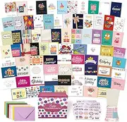 80 Unique Birthday Cards- Happy Birthday Cards Bulk With Greetings Inside – Assorted Birthday Cards With Envelopes and Stickers -Large Birthday Cards 5 x 7 inches- Birthday Cards Greeting Cards Bulk Box Set