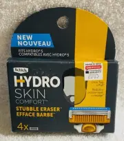 Schick HYDRO Skin Comfort Stubble Eraser Razor Refills, 4 Cartridges