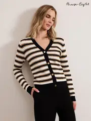 Phase Eight Black Indy Stripe Cardigan (F83125) | $120
