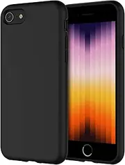 JETech Silicone Case for iPhone SE 3/2 (2022/2020 Edition), 4.7-Inch, Silky-Soft Touch Full-Body Protective Phone Case, Shockproof Cover with Microfiber Lining (Black)