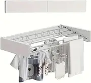 Wall Mounted Drying Rack, Collapsible Drying Racks for Laundry, Foldable Indoor and Outdoor Clothes Rack,Retractable Clothes Drying Rack, 80cm Wide,5 Aluminum Rods