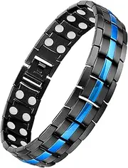 Feraco Magnetic Bracelet for Men Titanium Steel Magnetic Bracelet for Men with Double Row Magnets Adjustable