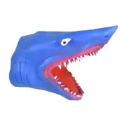 2 Pack Blue Stretchy Soft Rubber Shark Hand Puppet Sea Life Ocean Toy