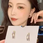 【EMI 艾迷】韓系 唯美輕勾鋯石微鑲925銀針耳環