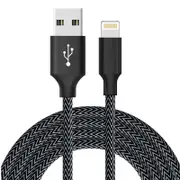 Catzon 1M 2M 3M Several Packs WH iPhone Cable Phone Charger Nylon Braided Fast Charger Cable USB Cord -Black Grey