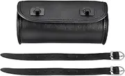 Hmskoss Motorcycle Fork Bag PU Leather Handlebar Tool Pouch Sissy Bar Roll Storage Bag Saddle Bag with 2 Straps, Universal
