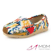 在飛比找momo購物網優惠-【MOM】韓版休閒舒適帆布鞋 懶人樂福鞋 童鞋(幾何拼接藍)