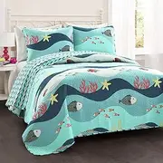 Lush Decor Sealife 2-Piece Quilt Set, Twin, Blue