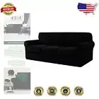 Elastic Black Stretch Sofa Cover Set for Pets - 4 Pieces, Machine Washable