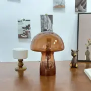 Brown Charming Retro Glass Mushroom Table Lamp - Vintage Nordic Style Bedside Li