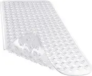 YUTA Bath Tub and Shower Mats, Non-Slip and Latex Free, Bathtub Mat with Suction Cups, Machine Washable Bathroom Mats with Drain Holes, 40x88cm, Clear