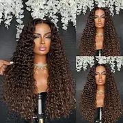 Remy Human Hair 5x5 Closure 13x4 Lace Front Wig Free Part Brazilian Hair Curly Brown Auburn Wig 130% 150% Density with Baby Hair Ombre Hair 100% Virgin Glueles
