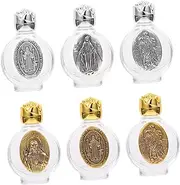 BESTYASH 6Pcs Religious Theme Glass Bottle Chic Perfume Dispenser with Embellishment for Spiritual Use and Gifting Leak and Refillable Design