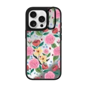 iPhone 16 Pro Mirror Ring Stand Case MagSafe Compatible Spring Flower