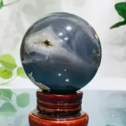 533g Natural Agate Geode Sphere Crystal Ball Reiki Healing Energy Decoration