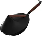 Soup Pot Second Generation Household Round Base Wooden Handle Frying Pan with Iron Pot Anti Scalding Easy to Wash Electric Fire Universal Frying Pan