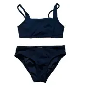 Seafolly Girls Essential Square Neck Bikini Set Black Size 10 NWT
