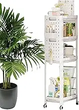 Storage Trolley - Metal Trolley with N | Utility Cart with N | Spices Storage Rack Multitier | Rolling Organiser Cart Movable Kitchen Carrier for Home Use
