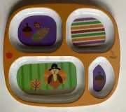 Kids Thanksgiving Divided Melamine Plate/Dish *4 Sections Turkey Pilgrim Pattern