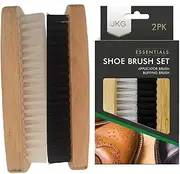 JKG® 2 SHOE POLISH BRUSHES - Shoe Cleaning Brushes | Brown Black Shoe Polish Buffing Brushes For Leather Shoes | Soft Brush Applicator & Buffing Stiff Hair Brush | Men Women Leather Scrub Boot Cleaner
