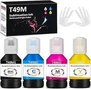 4x140ml T49M Autofill Sublimation Ink Compatible for Epson SureColor F170 F570 Sublimation Printer T49M1 T49M2 T49M3 T49M4 (ICC-Free/Anti-UV,4-Pack)