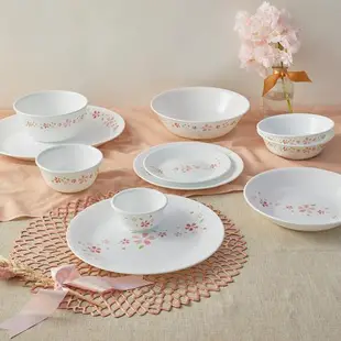 【美國康寧】CORELLE 櫻之舞5件式餐盤組 (6吋/8吋深盤各2+8吋微波蓋*1)-E02