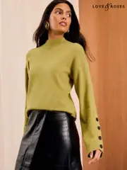 Love & Roses Green Premium With Wool High Neck Jumper (AD7915) | $59