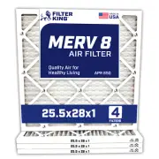Filter King 25.5x28x1 Air Filter 4-PACK MERV 8 Actual Size 25.5 x 28 x .75"