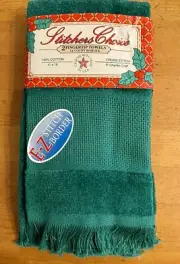 Lot of 2 CHARLES CRAFT GREEN FINGERTIP TOWELS 14 ct Cross Stitch Made in USA