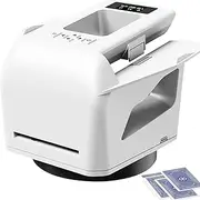 Automatic Card Shuffler and Dealer Machine, 360° Rotating Card Shuffler Machine, Rechargeable Card Dealing & Shuffing Machine with OLED Display for UNO, Blackjack, Texas Hold'em White