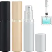 Refillable Perfume Atomiser Travel Bottle - Qavhun 3-Pack 5ml Leakproof Luxury Travel Perfume Refillable Bottle, Portable Fragrance Atomiser (Black & Gold & Silver)