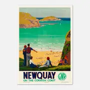 Galrie Newquay on the Cornish Coast Vintage Travel Poster Charm Décor, Poster Only, A0 84 x 119cm (33 X 47inch)