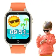 Kids Smart Watch Touch Screen Elastic Strap Smartwatch with Video Camera Pedometer-Orange