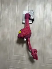 Jmle Beautiful Interactive Flamingo With Rope 20 ” Dog Toy Clinker & Squeaker