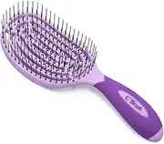 NuWay 4Hair® Patented Curved and Vented Hair Dryer Safe Detangling C Brush® (Purple)